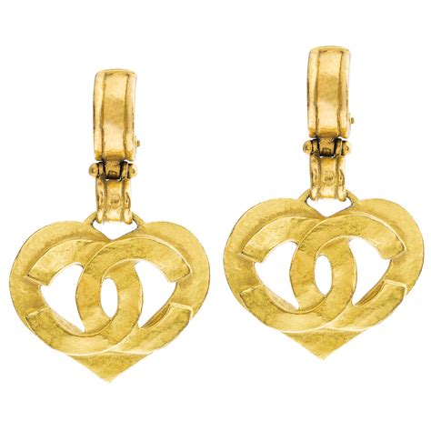 chanel vintage heart earrings|pre owned chanel earrings.